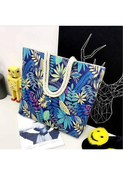 Mavi Stil Ücretsiz Alışveriş Çanta Yüksek Li Kadın Kız Tuval Büyük Çizgili Yaz Omuz Tote Plaj Çantası Renkli Çizgili (Yurt Dışından) fiyatları