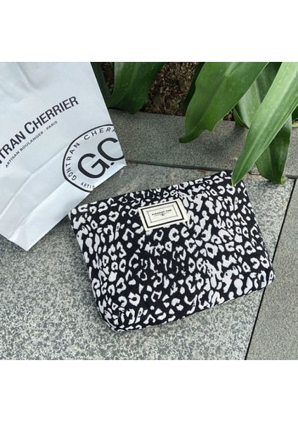 Leopar 1 Tarzı Makyaj Çantası Kadın Leopar Zebra Kozmetik Çantası Kılıfı Tuval Fermuar Makyaj Çantası Seyahat Yıkama Makyaj Organizatör Güzellik Kılıfı (Yurt Dışından)