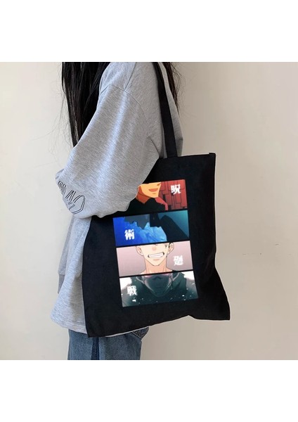 HEI016 Stili Geri Japon Anime Moda Kadın Kanvas Çanta Harajuku Gotik Büyük Kapasiteli Alışveriş Çantası Y2K Vintage Kadın Omuz Çantası (Yurt Dışından) modelleri
