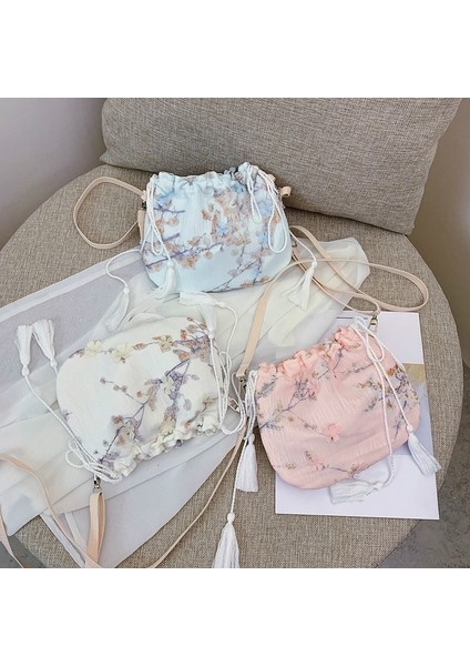 Beyaz Stil Yeni Moda Kadın Çantası Ilkbahar ve Yaz Küçük Çanta Çin Tarzı Peri Cüzdanı Han Fu Nakış Antik Stil Messenger Çanta (Yurt Dışından) modelleri