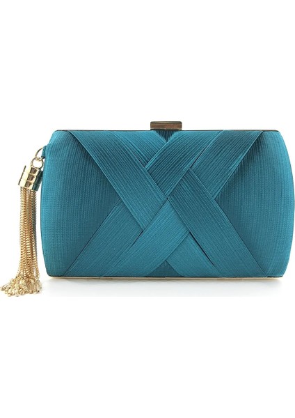 Mavi Göl Stili Yeni Cüzdan Şık Çok Renkli Akşam Yemeği Çantası Akşam Lüks Kadınlar Gelin Parti Balo Altın Püskül Düğün Debriyaj Çanta Ipek Çanta (Yurt Dışından)