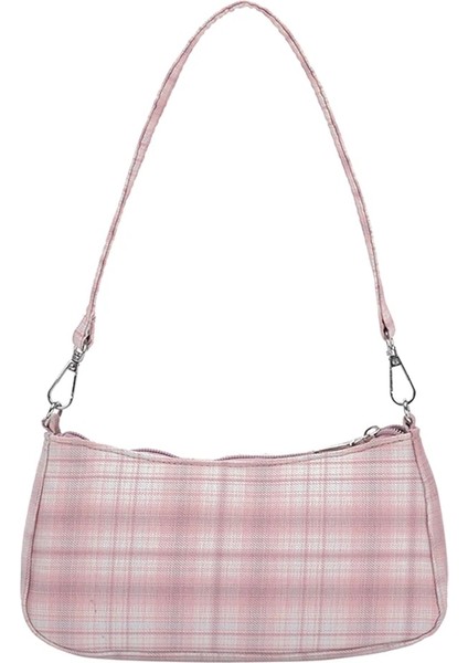 Pembe Tarzı Küçük Alışverişçi Kadın Çanta Trendi Eap Li Kadın Çanta Retro Leopar Ekose Baskı Tote Naylon Omuz Koltukaltı Çantaları (Yurt Dışından)