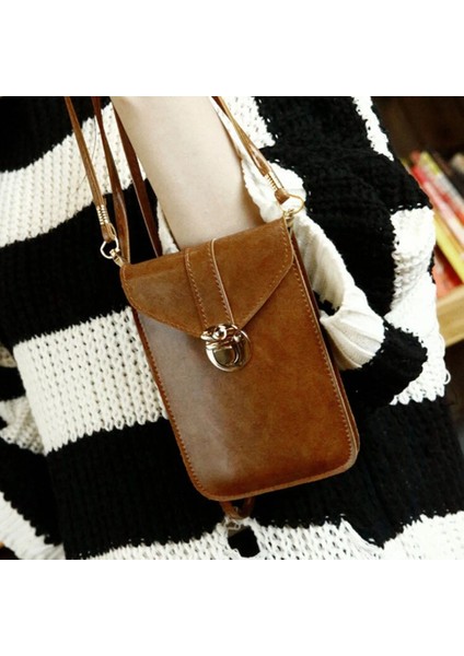 Kahverengi Tip 2 Stili Kadın Deri Messenger Çanta Mini Cep Cep Telefonu Kılıfı Öğrenci Crossbody Kılıf Debriyaj Çanta Cüzdan Kız Küçük Omuz Çantası Çanta (Yurt Dışından)