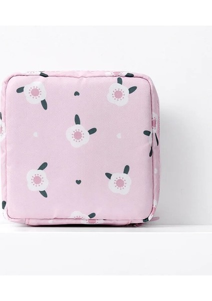 Pembe Çiçek Stili Fudeam Mini Oxford Kumaş Kadın Depolama Kozmetik Çantası Karikatür Seyahat Tuvalet Organize Mini Makyaj Çantası Kadın Hijyenik Ped Kılıfı (Yurt Dışından)