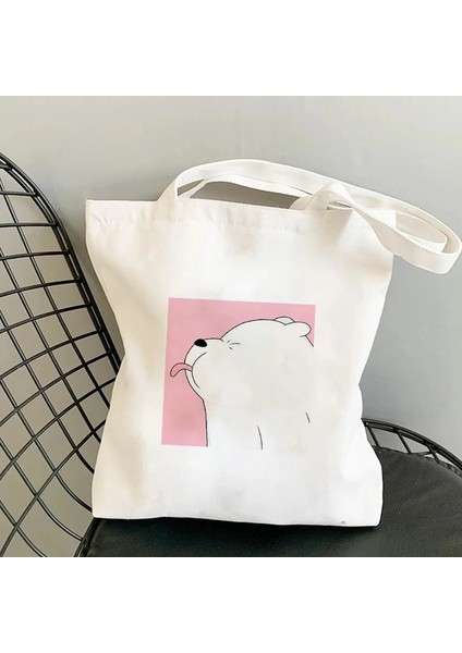 No.11 Stili 28X33CM Karikatür Eğlenceli Ayı Alışveriş Çantası Alışveriş Çantası Tote Çanta Yaz Omuz Kanvas Çanta Büyük Kapasiteli Vahşi Messenger Çanta Sevimli Eğlenceli Çanta (Yurt Dışından) modelleri