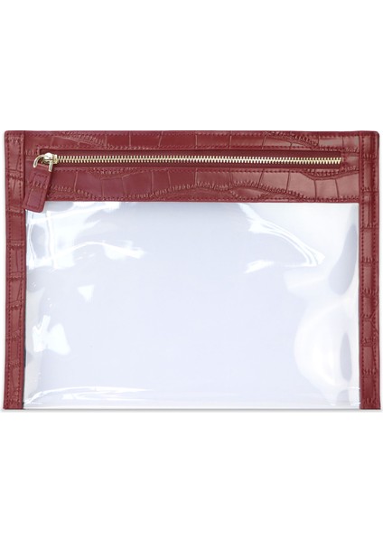 Croco Bordo 3 Stili 25.5X19CM Kişiselleştirilmiş Timsah Derisi Kadın Seyahat Makyaj Çantaları Temizle Tpu Seyahat Yıkama Çantası Küçük Pvc Kese Debriyaj Çantası (Yurt Dışından)