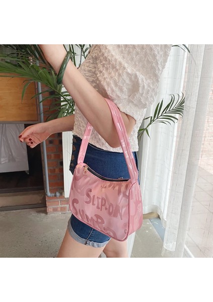 Gri Stil Rahat Naylon Kadın Günlük Küçük Çanta Vintage Mektuplar Baskı Bayanlar Omuz Koltukaltı Çantaları Tote Kadın Basit Omuz Çantaları (Yurt Dışından) indirimleri