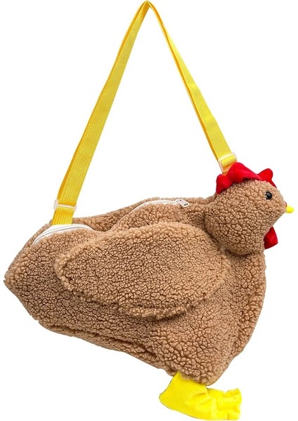 Deve Tarzı Moda Kadın Tavuk Şekli Peluş Crossbody Çanta Sevimli Cartooken Omuz Çantası Parti Kadınlar Için Çalışma Seyahat Çantası Kız Çanta (Yurt Dışından)