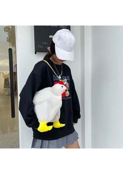 Deve Tarzı Moda Kadın Tavuk Şekli Peluş Crossbody Çanta Sevimli Cartooken Omuz Çantası Parti Kadınlar Için Çalışma Seyahat Çantası Kız Çanta (Yurt Dışından) modelleri