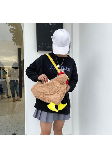 Deve Tarzı Moda Kadın Tavuk Şekli Peluş Crossbody Çanta Sevimli Cartooken Omuz Çantası Parti Kadınlar Için Çalışma Seyahat Çantası Kız Çanta (Yurt Dışından) indirimleri