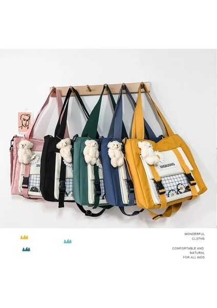 Siyah Stil Kadın Omuz Çantası Rahat Tote Büyük Kapasiteli Crossbody Alışveriş Çantası Genç Kızlar Için Sevimli Bookbag Messenger Okul Çantaları (Yurt Dışından) indirimleri