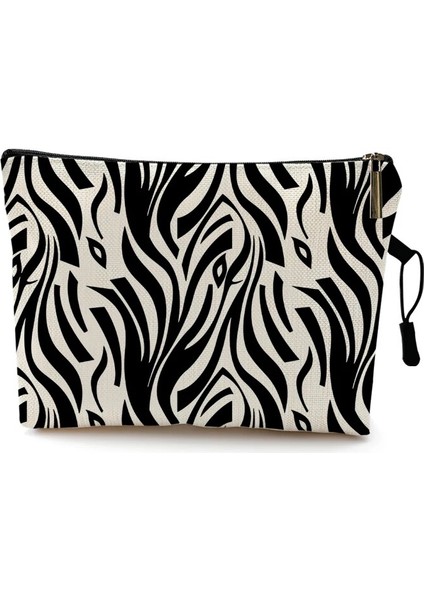 Desen 5 Stili 22X13CM Suya Dayanıklı Makyaj Çantası Zebra Şerit Kahverengi Pembe Leopar Baskı Keten Kozmetik Çantası Organizatör Çantası Kadın Güzellik Çantası Seyahat Çantaları (Yurt Dışından)