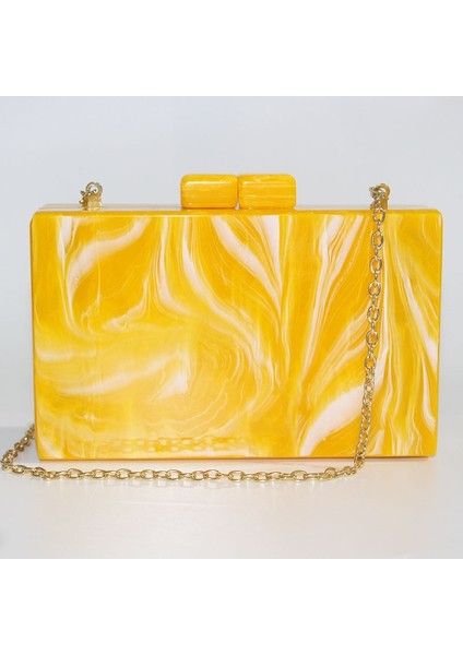 Mavi Stil 18 cm Inci Sarı Mermer Toka Kadın Omuz Messenger Kadın Akşam Partisi Seyahat Kız Lady Akrilik Kutusu Manşonlar Çanta El Çantaları (Yurt Dışından)