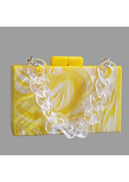 Mavi Stil 18 cm Inci Sarı Mermer Toka Kadın Omuz Messenger Kadın Akşam Partisi Seyahat Kız Lady Akrilik Kutusu Manşonlar Çanta El Çantaları (Yurt Dışından) fiyatları