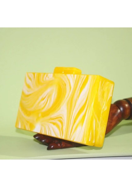 Mavi Stil 18 cm Inci Sarı Mermer Toka Kadın Omuz Messenger Kadın Akşam Partisi Seyahat Kız Lady Akrilik Kutusu Manşonlar Çanta El Çantaları (Yurt Dışından) modelleri