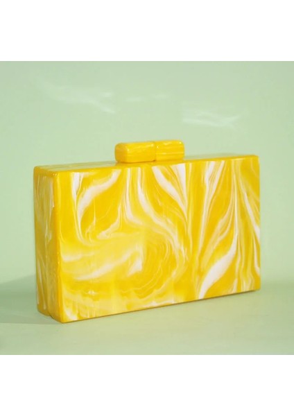 Mavi Stil 18 cm Inci Sarı Mermer Toka Kadın Omuz Messenger Kadın Akşam Partisi Seyahat Kız Lady Akrilik Kutusu Manşonlar Çanta El Çantaları (Yurt Dışından) fırsatları