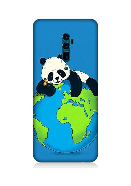 Oppo Reno 10X Zoom Uyumlu Yorgun Panda ve Dünya Desenli Silikon Kılıf