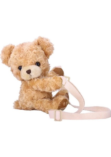 20CM Tarzı Kadın Çapraz Vücut Messenger Çanta Küçük Çanta Omuz Tote Satchel Retro Komik Kızlar Sevimli Gülümseme Ayı Peluş Bebek Lolita Çanta (Yurt Dışından)