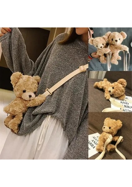 20CM Tarzı Kadın Çapraz Vücut Messenger Çanta Küçük Çanta Omuz Tote Satchel Retro Komik Kızlar Sevimli Gülümseme Ayı Peluş Bebek Lolita Çanta (Yurt Dışından) fiyatları