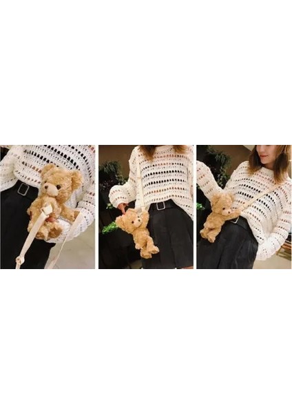20CM Tarzı Kadın Çapraz Vücut Messenger Çanta Küçük Çanta Omuz Tote Satchel Retro Komik Kızlar Sevimli Gülümseme Ayı Peluş Bebek Lolita Çanta (Yurt Dışından) fırsatları
