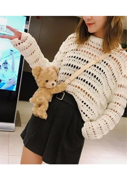 20CM Tarzı Kadın Çapraz Vücut Messenger Çanta Küçük Çanta Omuz Tote Satchel Retro Komik Kızlar Sevimli Gülümseme Ayı Peluş Bebek Lolita Çanta (Yurt Dışından) indirimleri