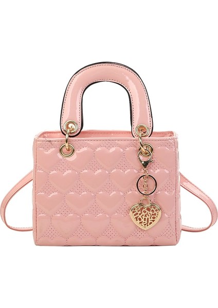 Pembe Çanta Stili 20X16X9 Çanta Kadın Lüks Kılıf Yüksek Li Moda Klasik Kapitone Kare Saplı Çanta Kadın Crossbody Omuz Çantaları (Yurt Dışından)