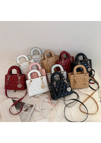 Pembe Çanta Stili 20X16X9 Çanta Kadın Lüks Kılıf Yüksek Li Moda Klasik Kapitone Kare Saplı Çanta Kadın Crossbody Omuz Çantaları (Yurt Dışından) modelleri