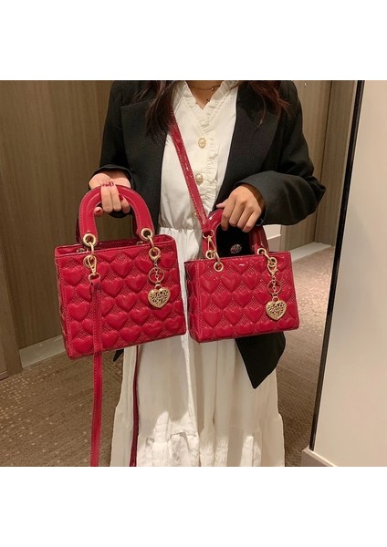 Pembe Çanta Stili 20X16X9 Çanta Kadın Lüks Kılıf Yüksek Li Moda Klasik Kapitone Kare Saplı Çanta Kadın Crossbody Omuz Çantaları (Yurt Dışından) indirimleri