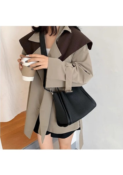 Haki Stili Rahat Yumuşak Pu Deri Çanta Kadınlar Için Crossbody Omuz Çantaları Yeni Küçük Kova Tote Kadın Çantaları Seyahat Alışveriş Çantası Tote (Yurt Dışından) modelleri