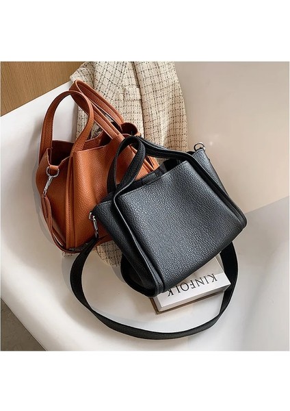 Haki Stili Rahat Yumuşak Pu Deri Çanta Kadınlar Için Crossbody Omuz Çantaları Yeni Küçük Kova Tote Kadın Çantaları Seyahat Alışveriş Çantası Tote (Yurt Dışından) indirimleri