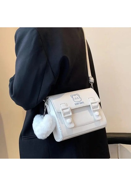 Beyaz Stil Kawaii Crossbody Çanta Bayan Omuz Çantası Sevimli Kedi Mektup Messenger Çanta Japon Moda Harajuku Y2K Lolita Kız Vintage Çanta (Yurt Dışından) fiyatları