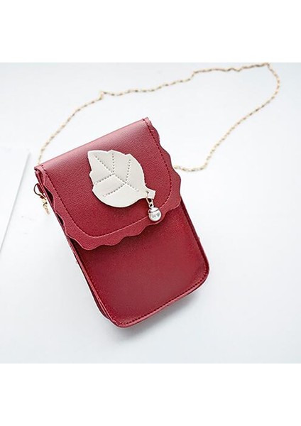 Tip 6 Kırmızı Stil Kadın Deri Messenger Çanta Mini Cep Cep Telefonu Kılıfı Öğrenci Crossbody Kılıf Debriyaj Çanta Cüzdan Kız Küçük Omuz Çantası Çanta (Yurt Dışından)