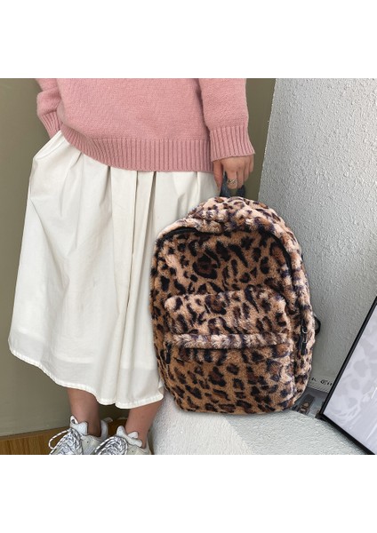 Inek Desen Stili Retro Inek Leopar Baskı Kadın Sırt Çantaları Sonbahar Kış Yumuşak Pluool Çanta Kadın Rahat Büyük Kapasiteli Seyahat Sırt Çantaları (Yurt Dışından) modelleri