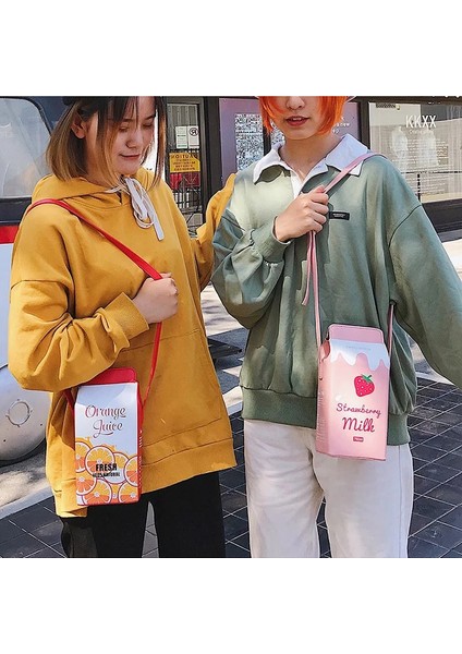 Turuncu Tarzı Yeni Moda Karikatür Süt Kutusu Çapraz Vücut Çanta Kadın Bayan Taze Vahşi Streetwear Deri Manyetik Toka Omuz Paketi (Yurt Dışından) modelleri