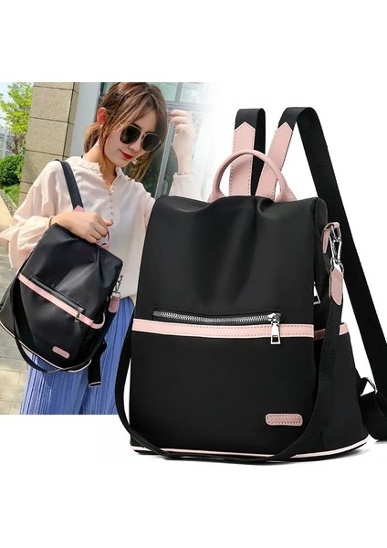 Siyah Stil Asual Oxford Sırt Çantası Kadın Siyah Su Geçirmez Naylon Genç Kızlar Için Okul Çantaları Yüksek Li Moda Seyahat Tote Packbag (Yurt Dışından) modelleri