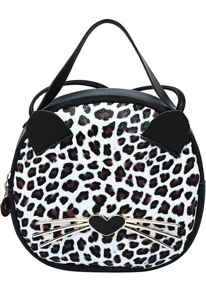Leopar Beyaz1 Stili 2021 Kadın Çanta Moda Sevimli Kedi Küçük Çanta Kız Telefonu Bayan Çanta Leopar Messenger Omuz Crossbody Çanta Lüks Tasarımcı (Yurt Dışından)