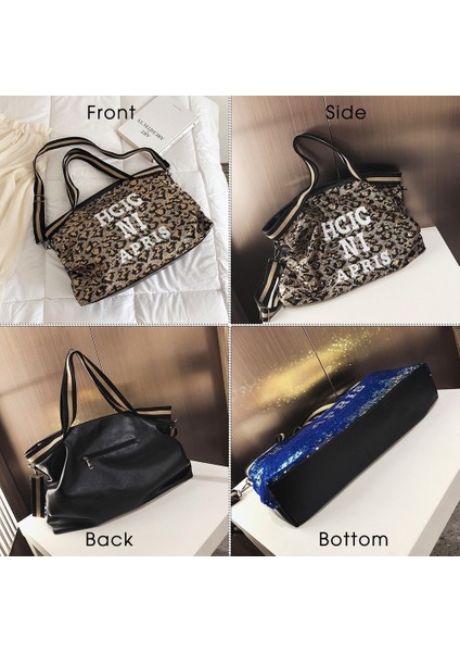 Mor Tarzı 45X36X10CM Herlad Moda Büyük Kadın Çanta Li Deri Parlak Payetli Kadın Omuz Çantası Rahat Mektup Baskı Bayan Tote Çanta Kesesi (Yurt Dışından) fırsatları