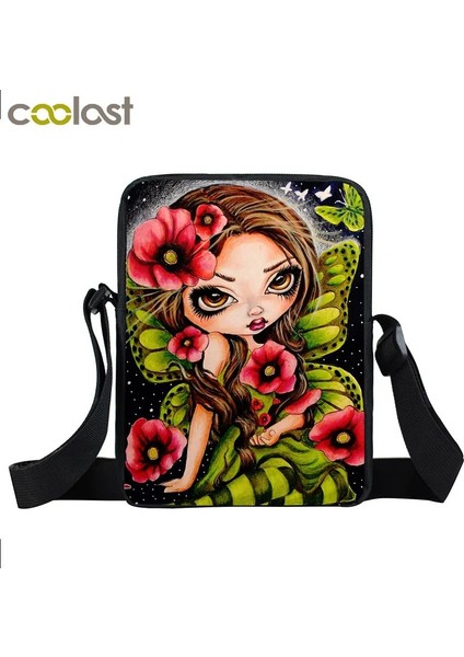 XKB-GETE19 Stili L23CM G17CM Y6CM Karikatür Gotik Kız Messenger Çanta Kadın Çanta Seyahat Için Bayanlar Omuz Çantası Tuval Crossbody Çanta Küçük Satchel Bookbag (Yurt Dışından)