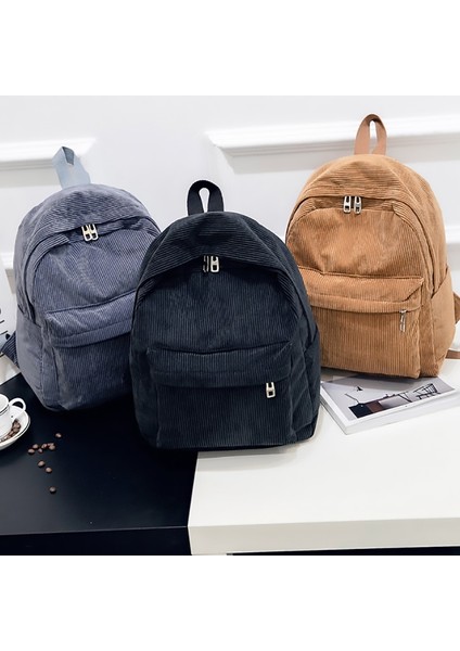 Haki Stili 36CMX25CMX12CM Kadife Sırt Çantası Moda Kadın Okul Sırt Çantası Saf Renk Kadın Sırt Çantası Genç Kız Okul Çantaları Kadın Mochila Sırt Çantası Paketi (Yurt Dışından)