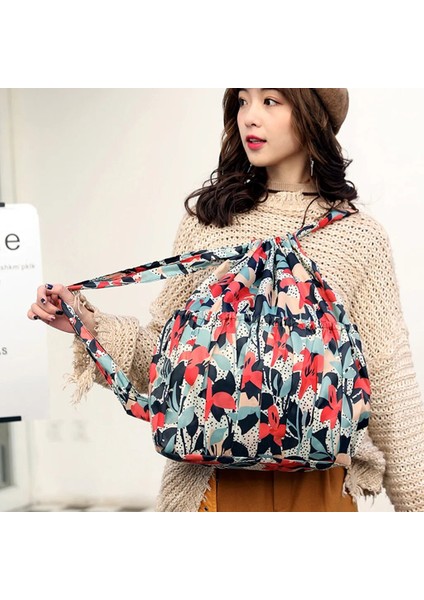 J Tarzı Moda Ipli Sırt Çantaları Kadın Hafif Büyük Kapasiteli Çiçek Ettyle Su Geçirmez Naylon Sırt Çantası Omuz Sırt Çantaları (Yurt Dışından) modelleri