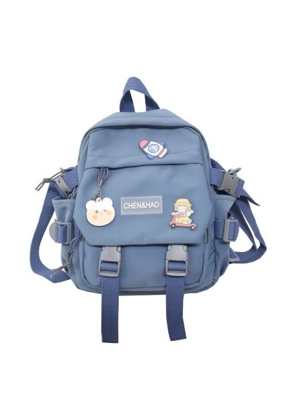 Mavi Stil 27X23X8 cm Kore Tarzı Tuval Küçük Mini Sırt Çantası Kadınlar Için Moda Seyahat Sırt Çantası Eğlence Okul Çantası Tote Tennage Kız Omuz Çantası (Yurt Dışından)