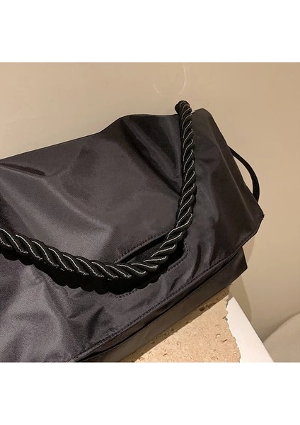 Hey Se Tarzı Kadın Omuz Çantası Naylon Bez Çantalar Kız Moda Manyetik Toka ile Büyük Kapasiteli Alışveriş Çantası Siyah Büküm Kolu Çanta (Yurt Dışından) indirimleri