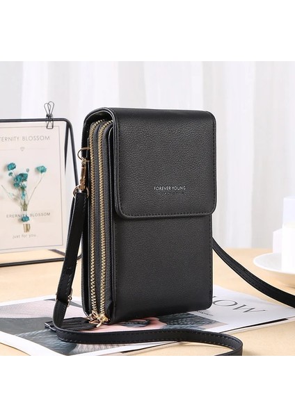 XB1760-9067-1B Stili 11X19X7CM Yumuşak Deri Cüzdanlar Dokunmatik Ekran Cep Telefonu Çantası Kadın Için Mini Kart Sahibinin Anahtar Sikke Çanta Dikey Crossbody Para Çantaları (Yurt Dışından)