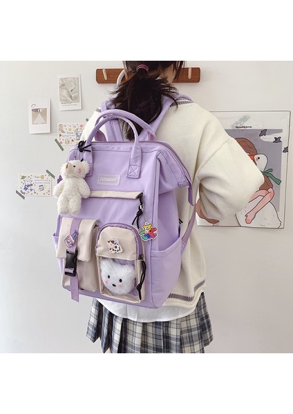 Yeşil Stil Oyuncaksız Kore Okul Sırt Çantası Eenage Kızlar Sevimli Sırt Çantaları Kadın Lise Çantaları Kadın Karikatür Sırt Çantası Seyahat Büyük A4 (Yurt Dışından) modelleri