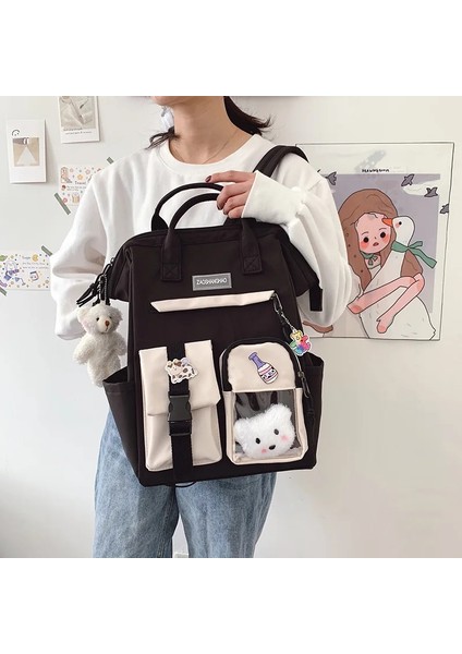 Yeşil Stil Oyuncaksız Kore Okul Sırt Çantası Eenage Kızlar Sevimli Sırt Çantaları Kadın Lise Çantaları Kadın Karikatür Sırt Çantası Seyahat Büyük A4 (Yurt Dışından) fırsatları