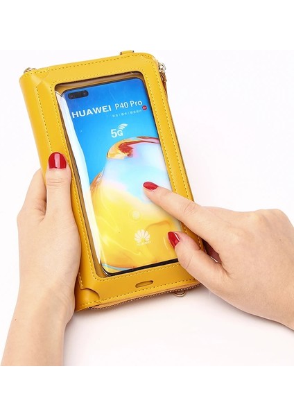 Kırmızı Stil Kadın Ekranı Dokunmatik Telefon Çantaları Bayanlar Crossbody Omuz Cüzdanı Cep Telefonu Için Pu Kart Sahibinin (Yurt Dışından) fiyatları