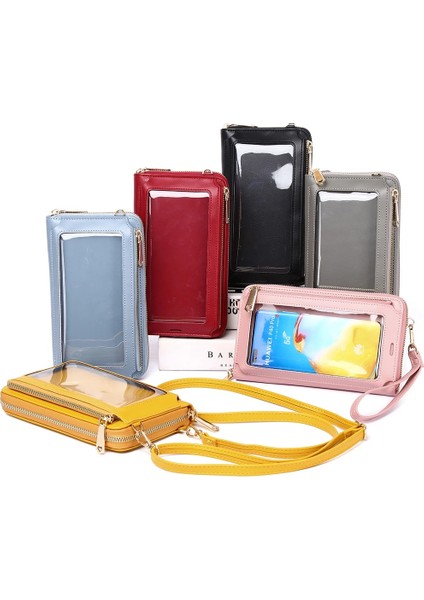 Kırmızı Stil Kadın Ekranı Dokunmatik Telefon Çantaları Bayanlar Crossbody Omuz Cüzdanı Cep Telefonu Için Pu Kart Sahibinin (Yurt Dışından) indirimleri