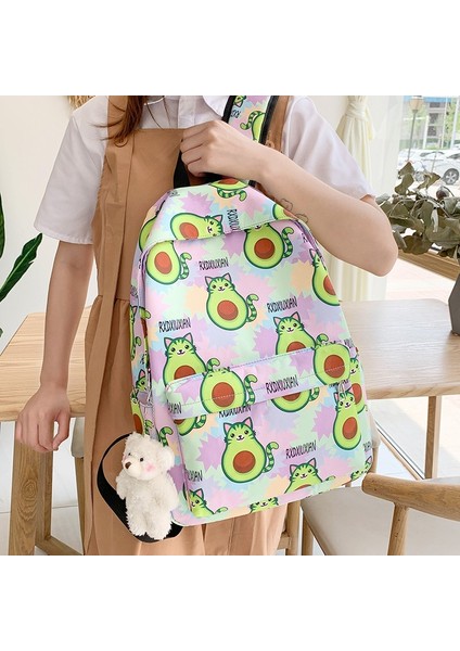 Beyaz Stil 28CM13CM42CM Ummer Yeni Avokado Sırt Çantası Şık Sevimli Küçük Taze Kadın Naylon Sırt Çantası Kolej Tarzı Genç Kız Öğrenci Okul Çantası (Yurt Dışından) modelleri