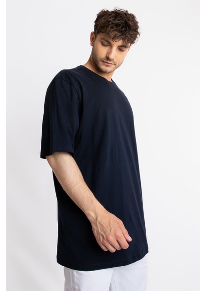 Oversize O-Yaka T-shirt Basuelto - Lacivert indirimleri