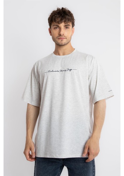 Oversize O-Yaka T-shirt Fmsuelto - Gri Melanj fiyatları